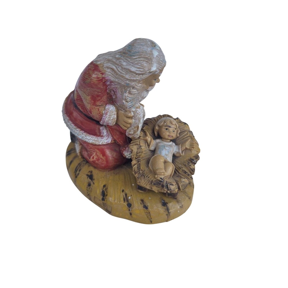 Fontanini Kneeling Santa Figurine Small Red 1984 Italy 598 Vintage Nativity